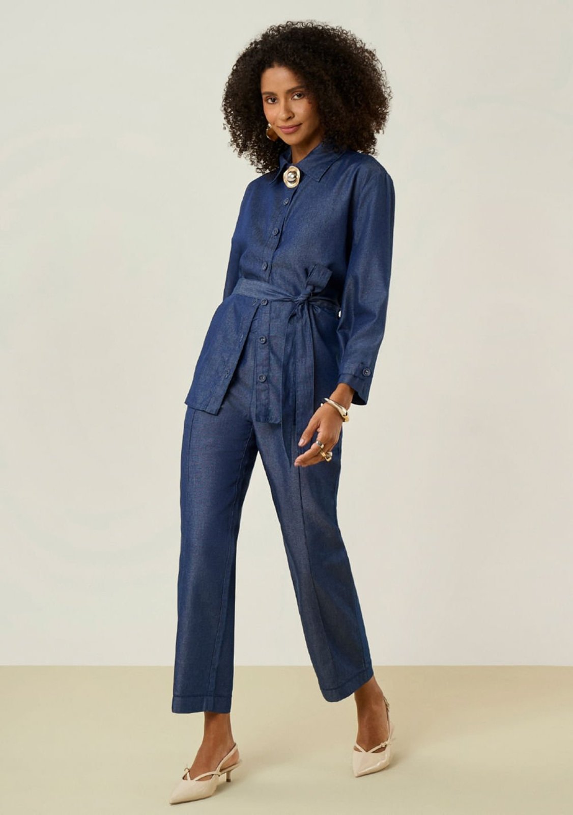 Calça Maria Valentina Reta Alta Azul