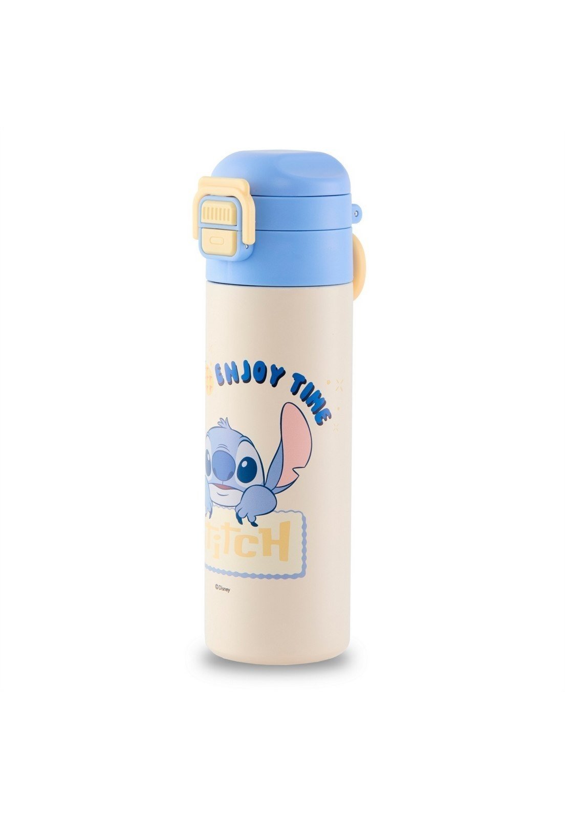 Infantil - Garrafa Stitch Azul Antivazamento Resistente Escolar Disney