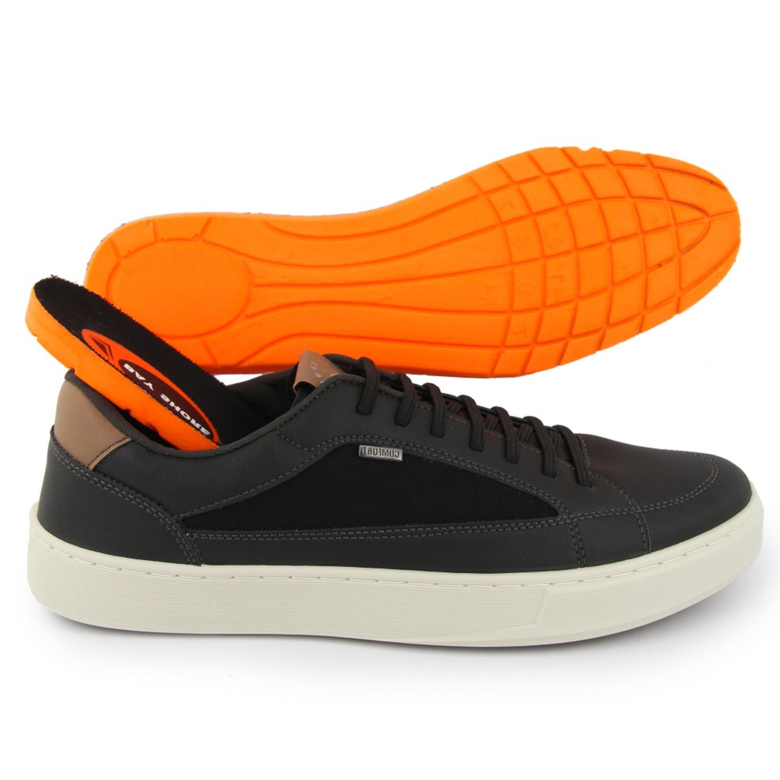 Sapatenis Com Palmilha Em Gel Ortopédico Casual Preto