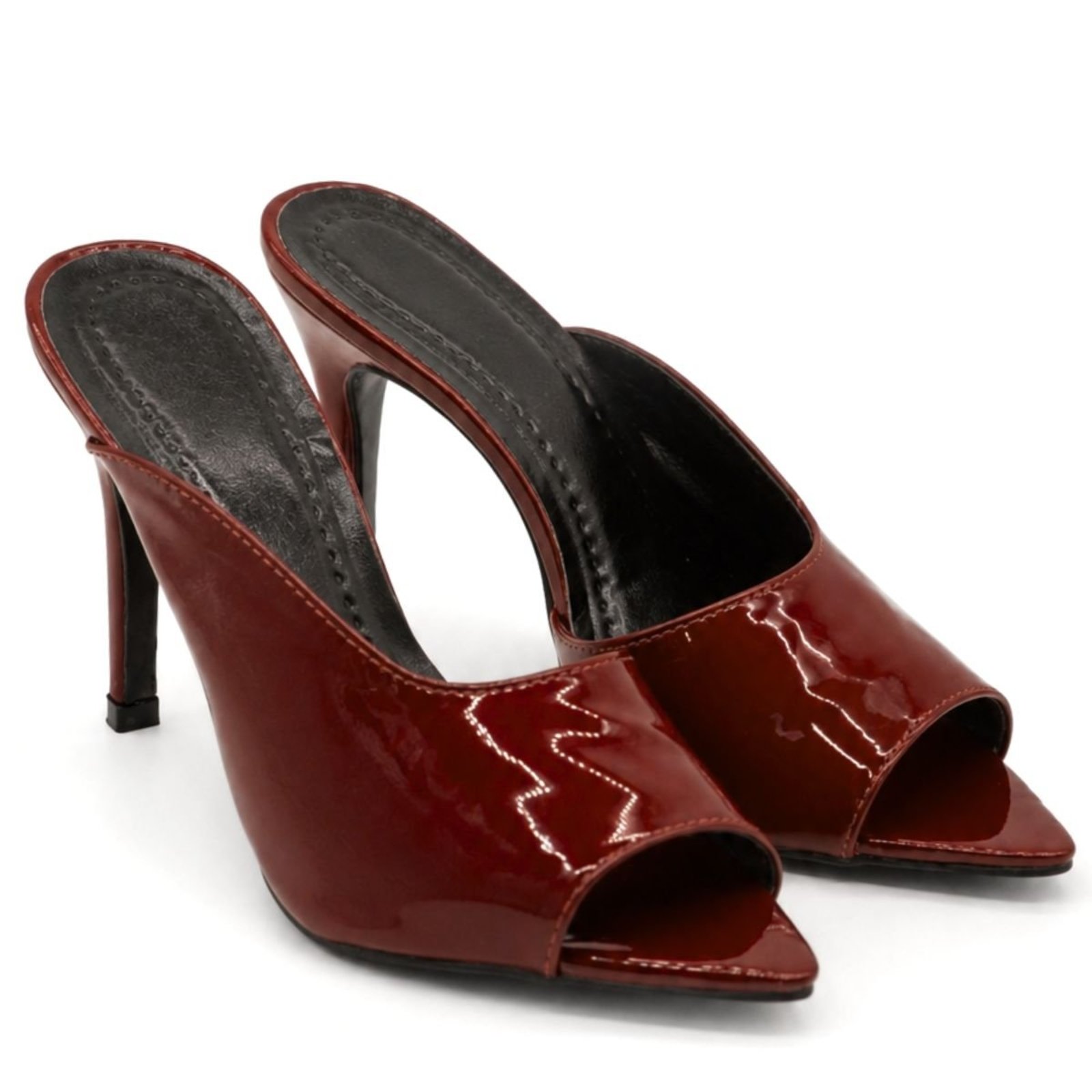 Tamanco Social Salto Alto Verniz Malbec 6017 Hannah Footwear