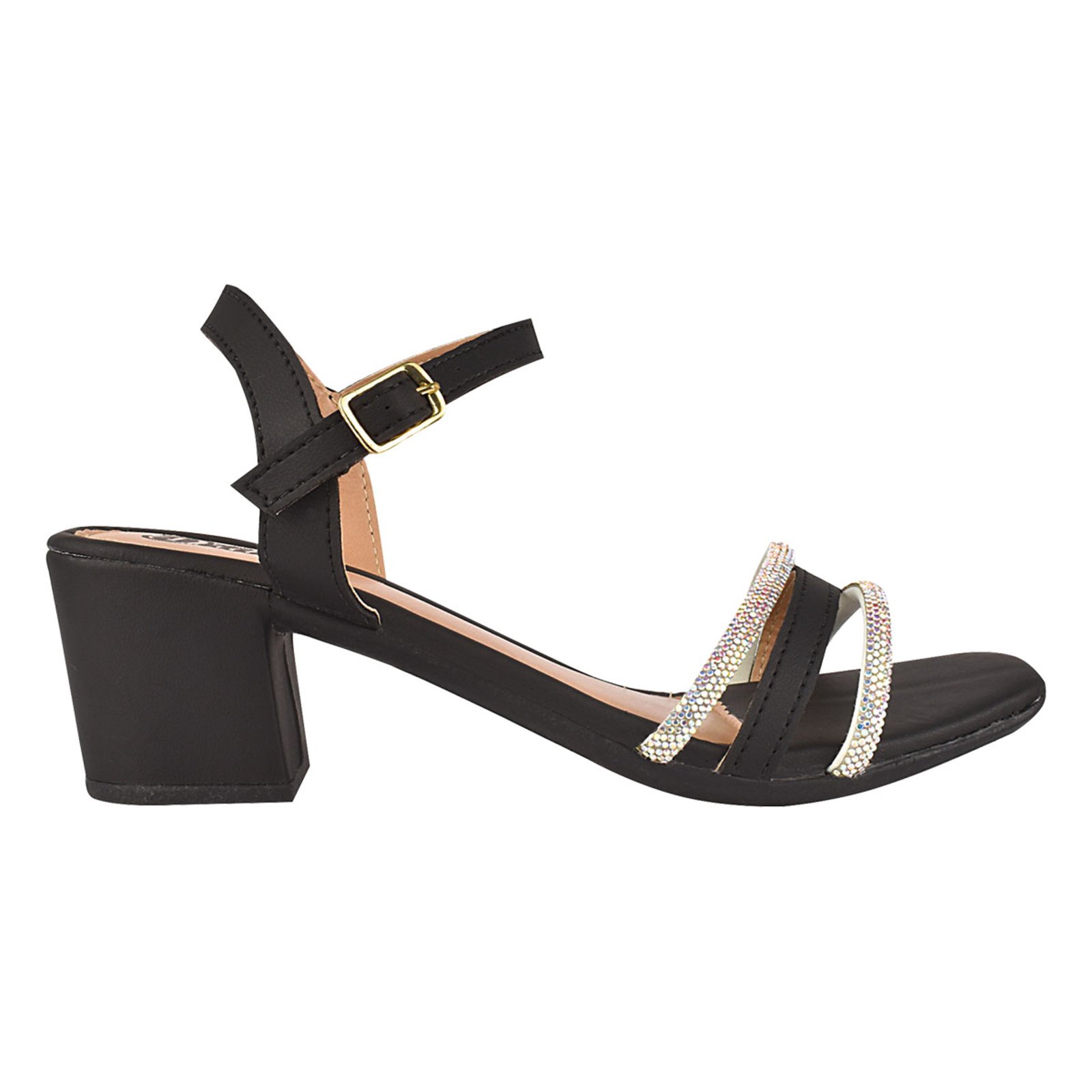 Sandália Feminina Salto Grosso Bloco Alto Casual Festa Ss12 preto