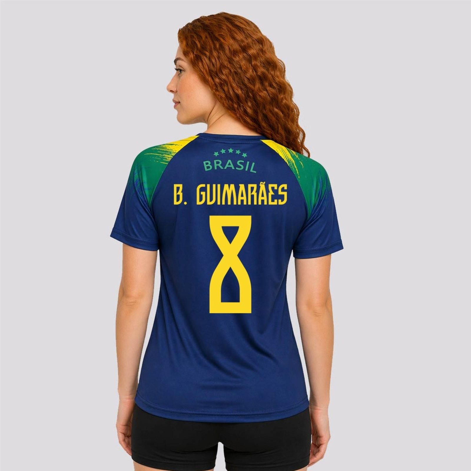 Camisa Brasil Raglan Feminina Marinho 8 B. Guimarães