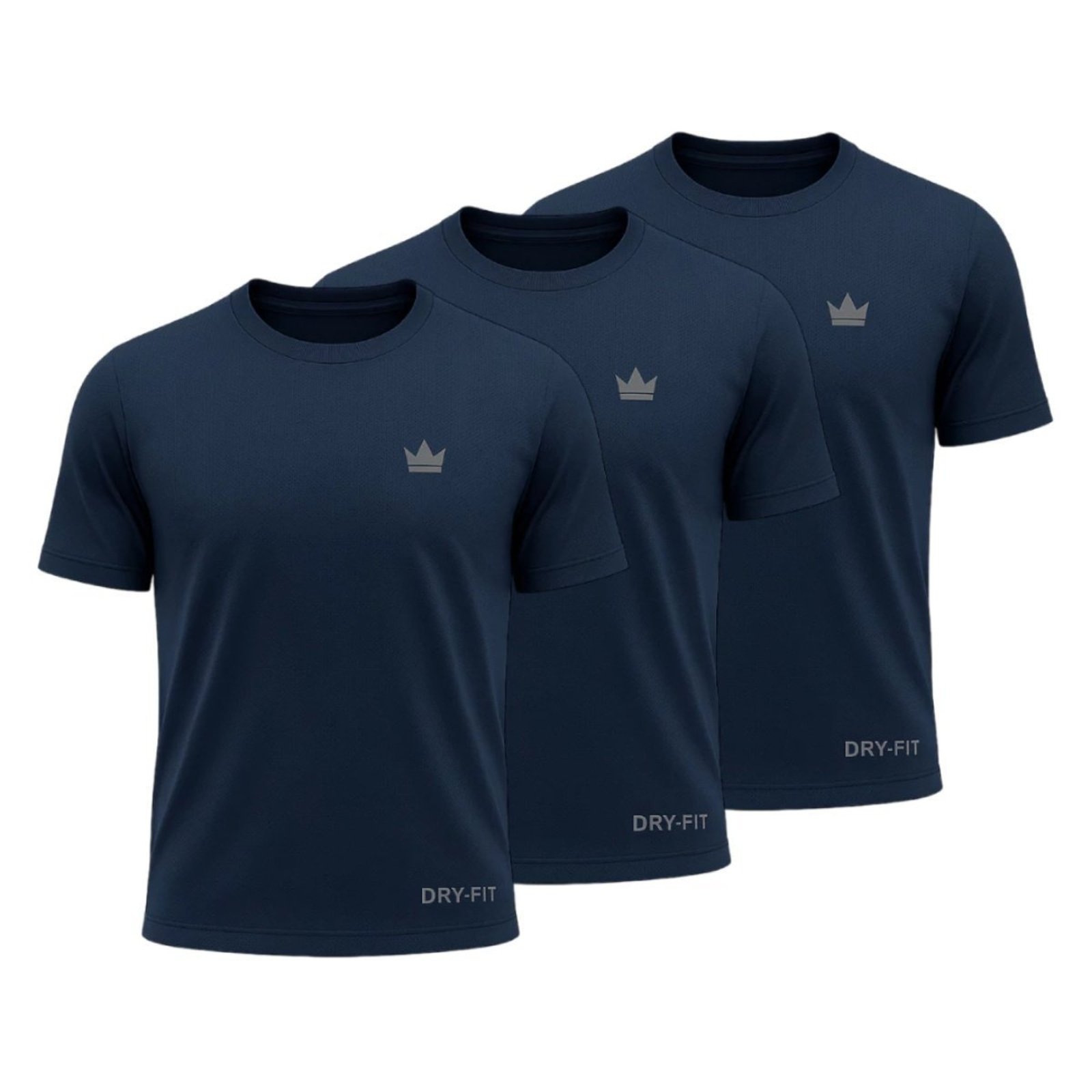 Kit 3 Camiseta QLC Sports Dry Fit Esportiva Azul Marinho