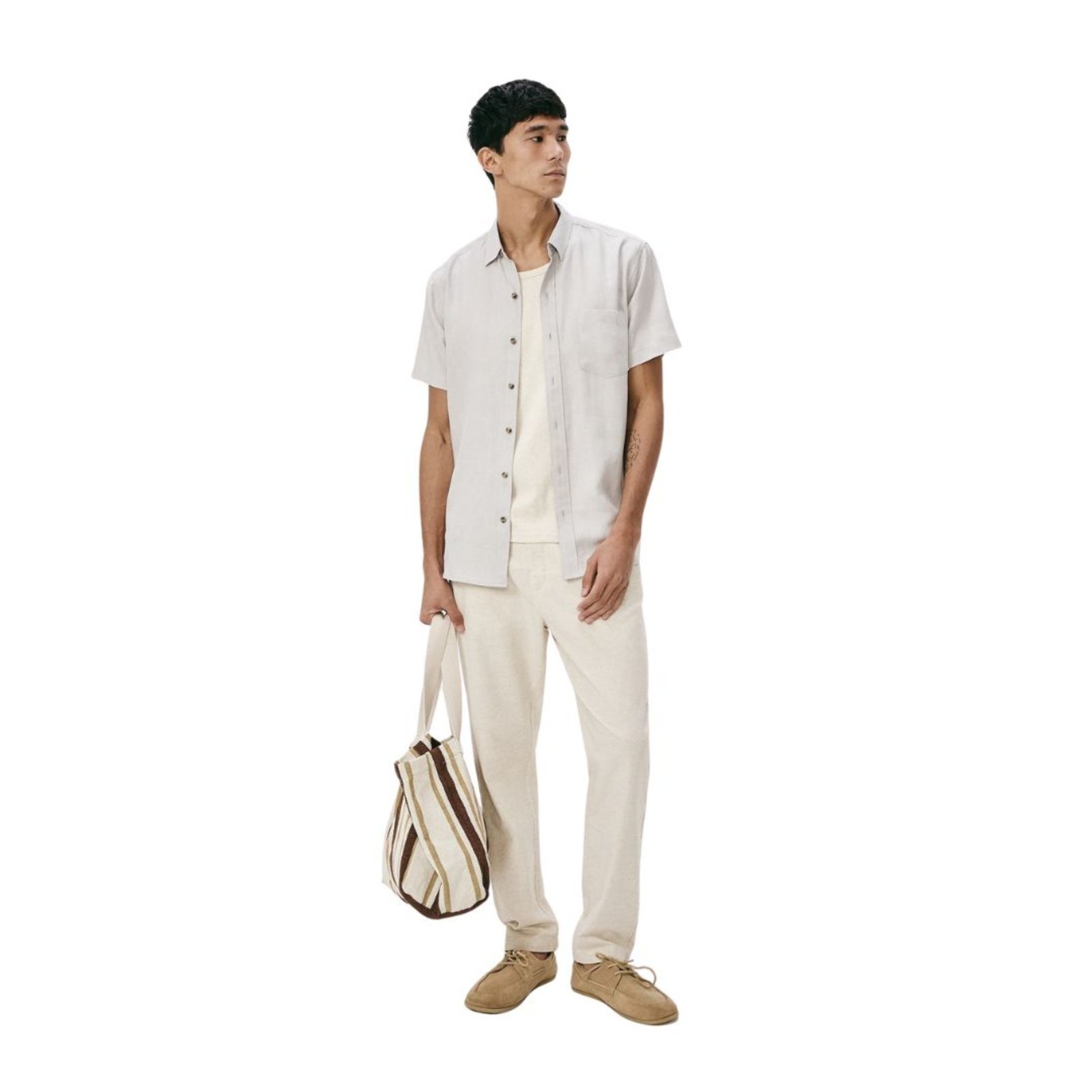 Calça Hering de Linho Natural Masculina Confortável