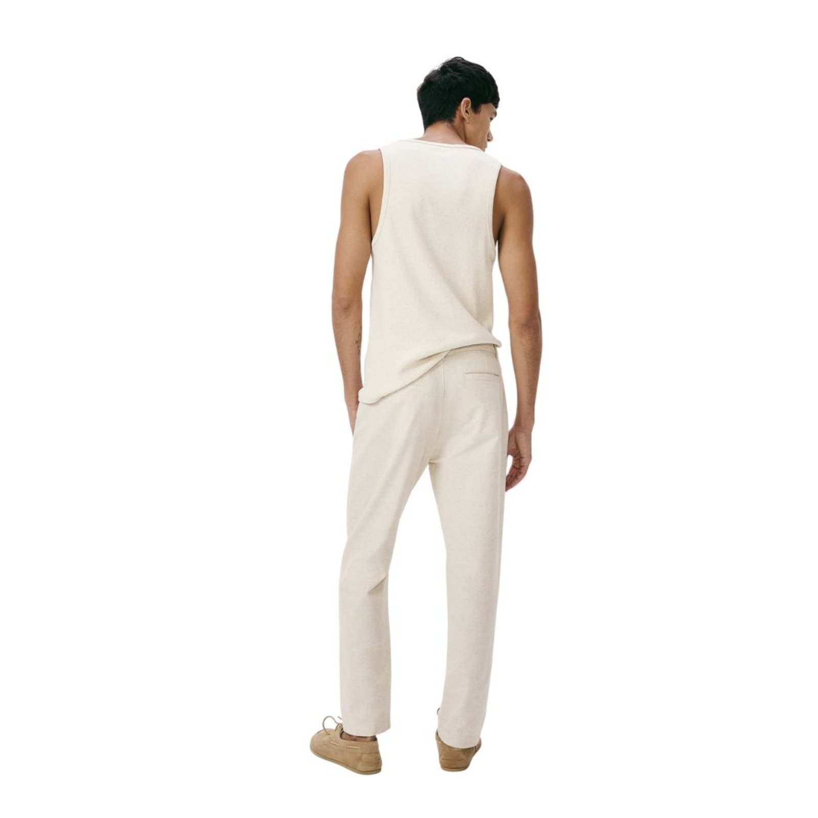 Vista 3 Calça Hering de Linho Natural Masculina Confortável Di Nuevo bege natural Di Nuevo bege natural