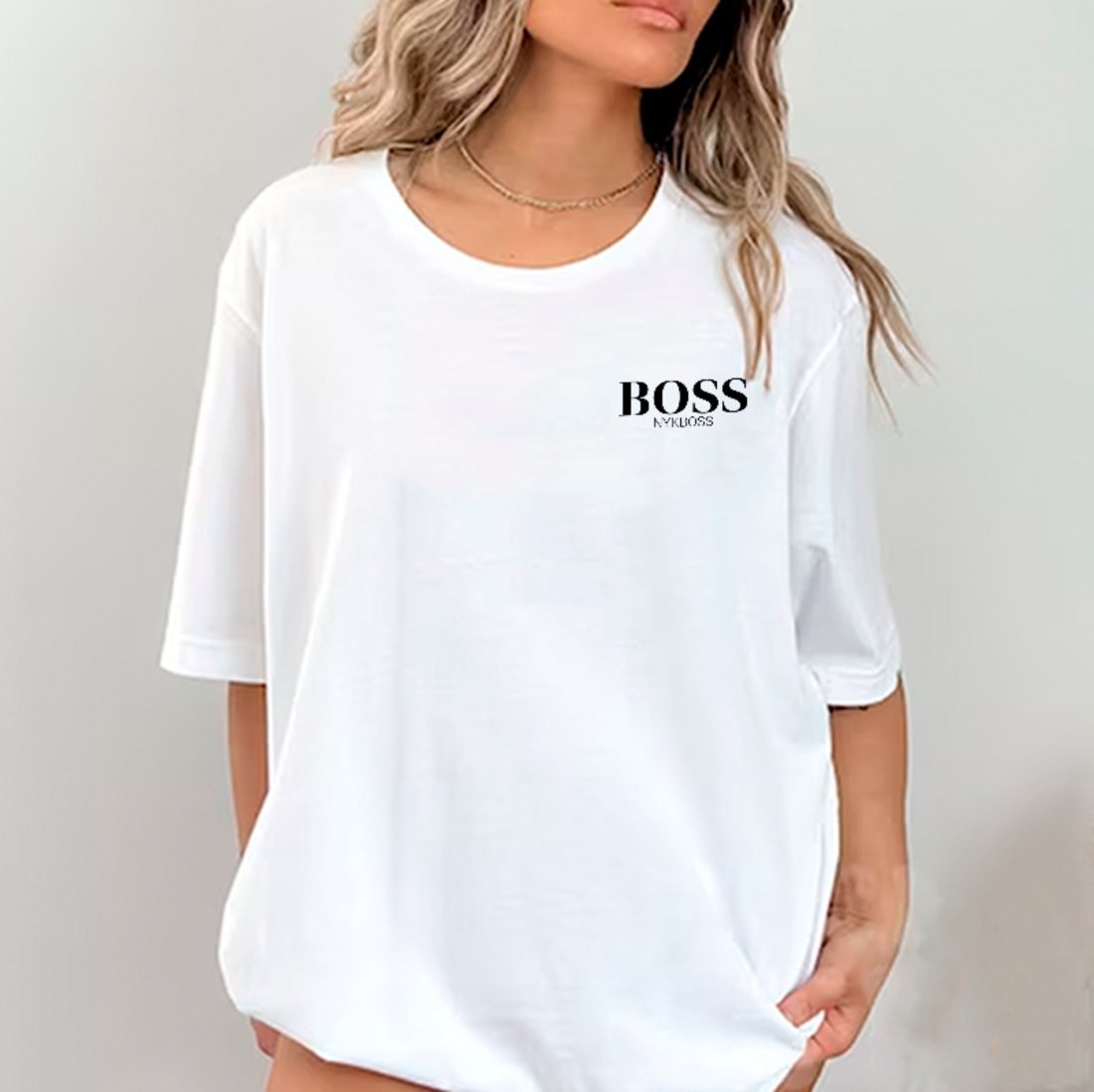 Vista 3 Camiseta Oversized Boss Minimal Style Urbano Algodão Premium ousy preto ousy preto