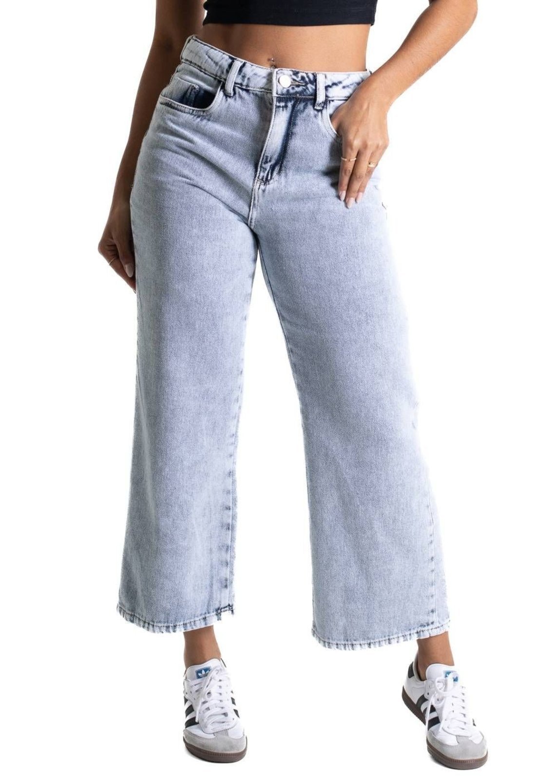 Calça Jeans Sawray Wide Leg Cropped – 280880 – Azul – Sawary