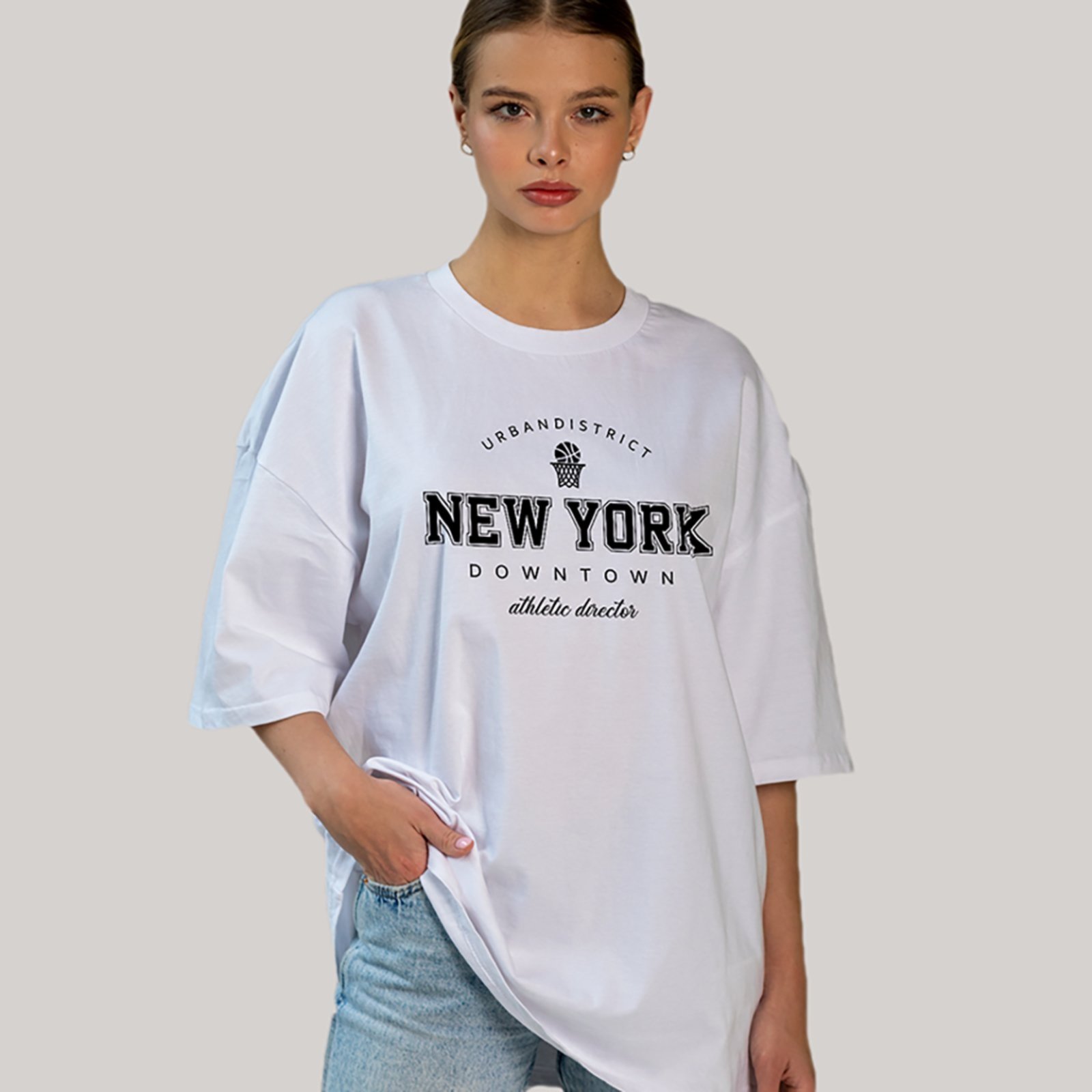 Camiseta Ousy New York Downtown Oversized Unissex Branco