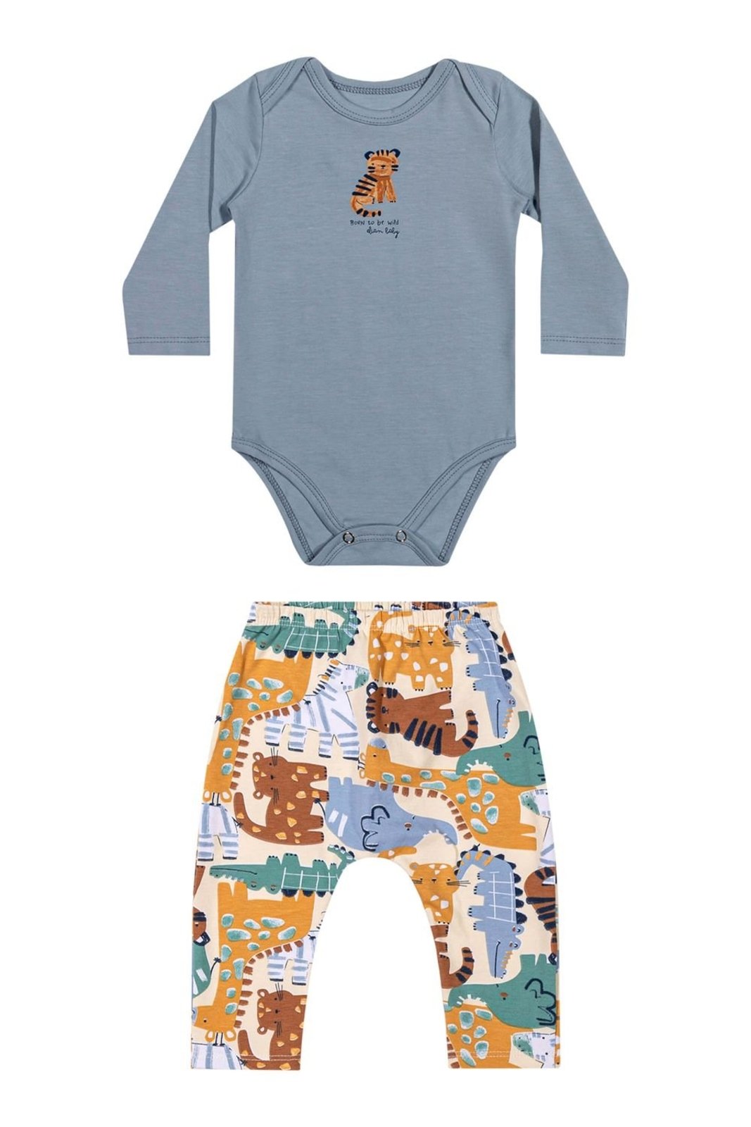Infantil - Conjunto Menino Bichinhos Estampado Elian Azul