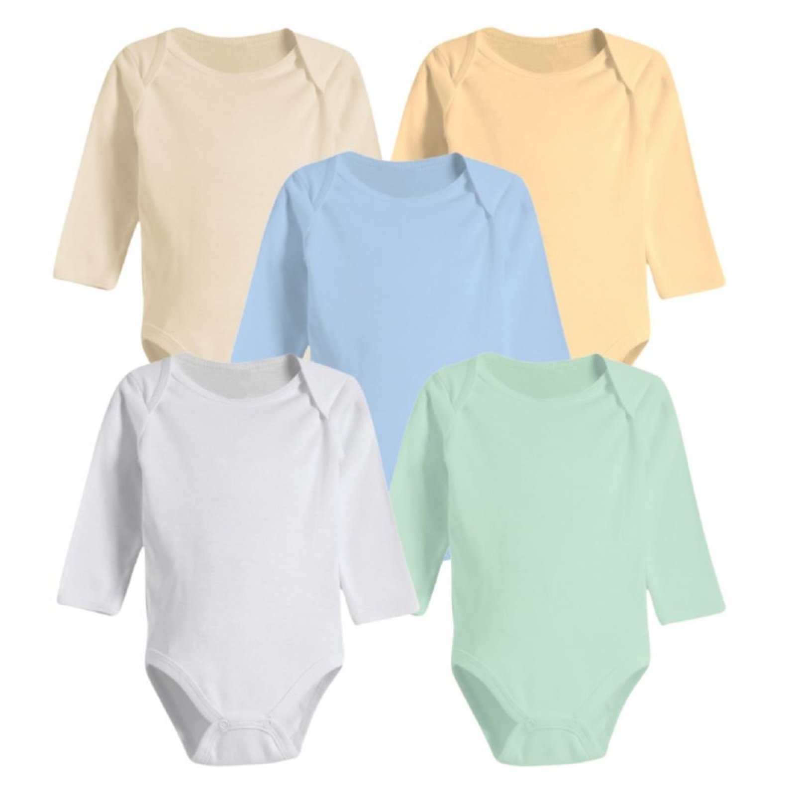 Infantil - Kit Enxoval Roupinhas de 5 Peças Body Manga Longa Liso Azul