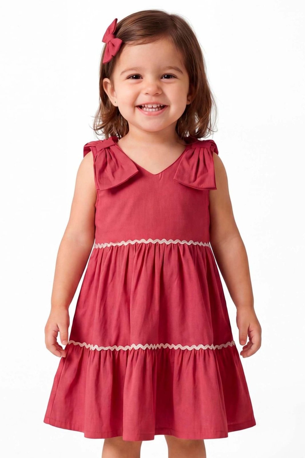 Infantil - Vestido Menina Alças Laços Colorittá Vermelho