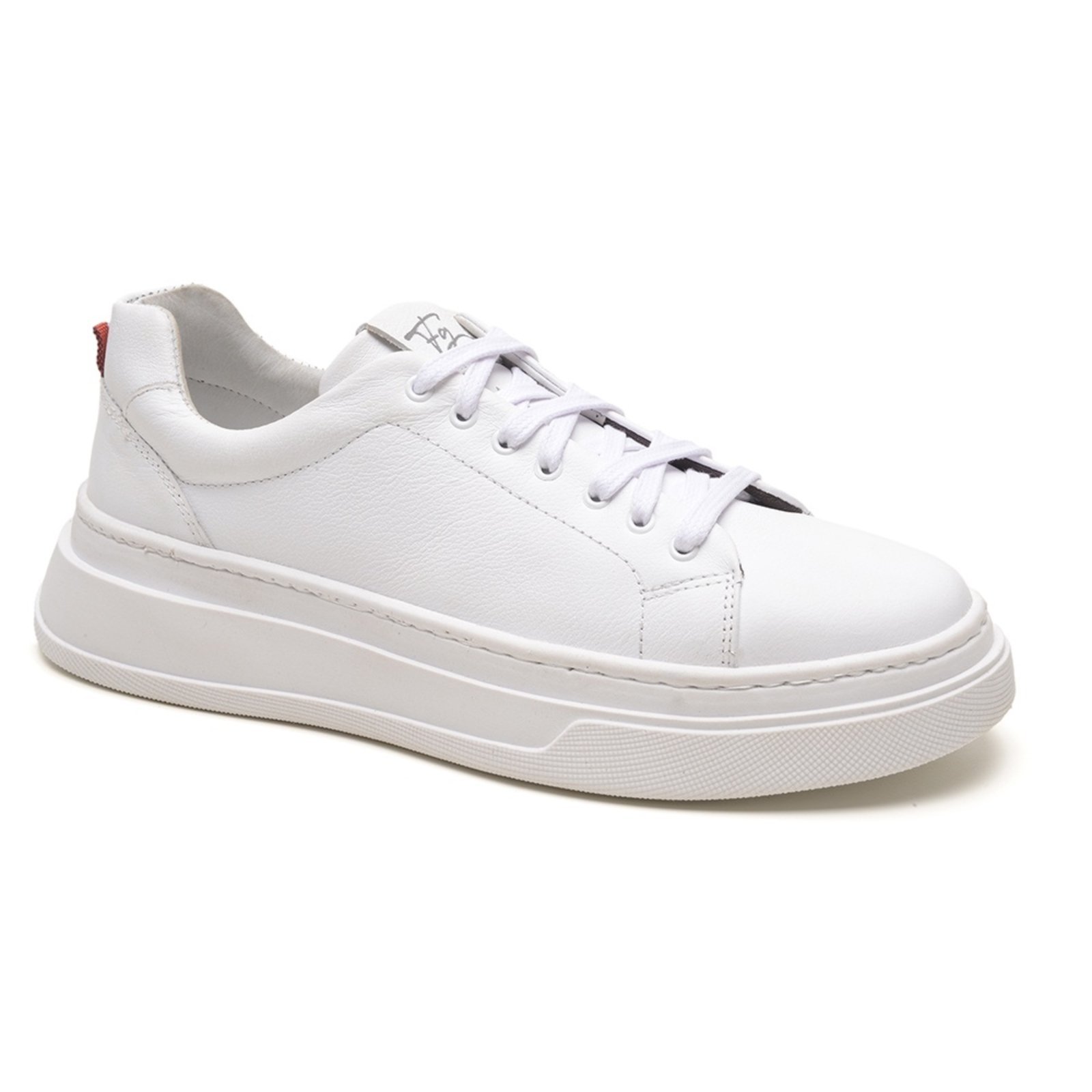 Tênis Sneaker Masculino Couro Legítimo Sola Alta Extremo Conforto Moderno Branco