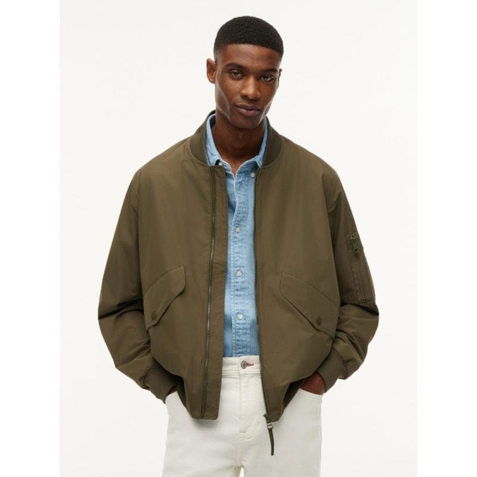 Jaqueta Packable Bomber com Bolso Interno Verde