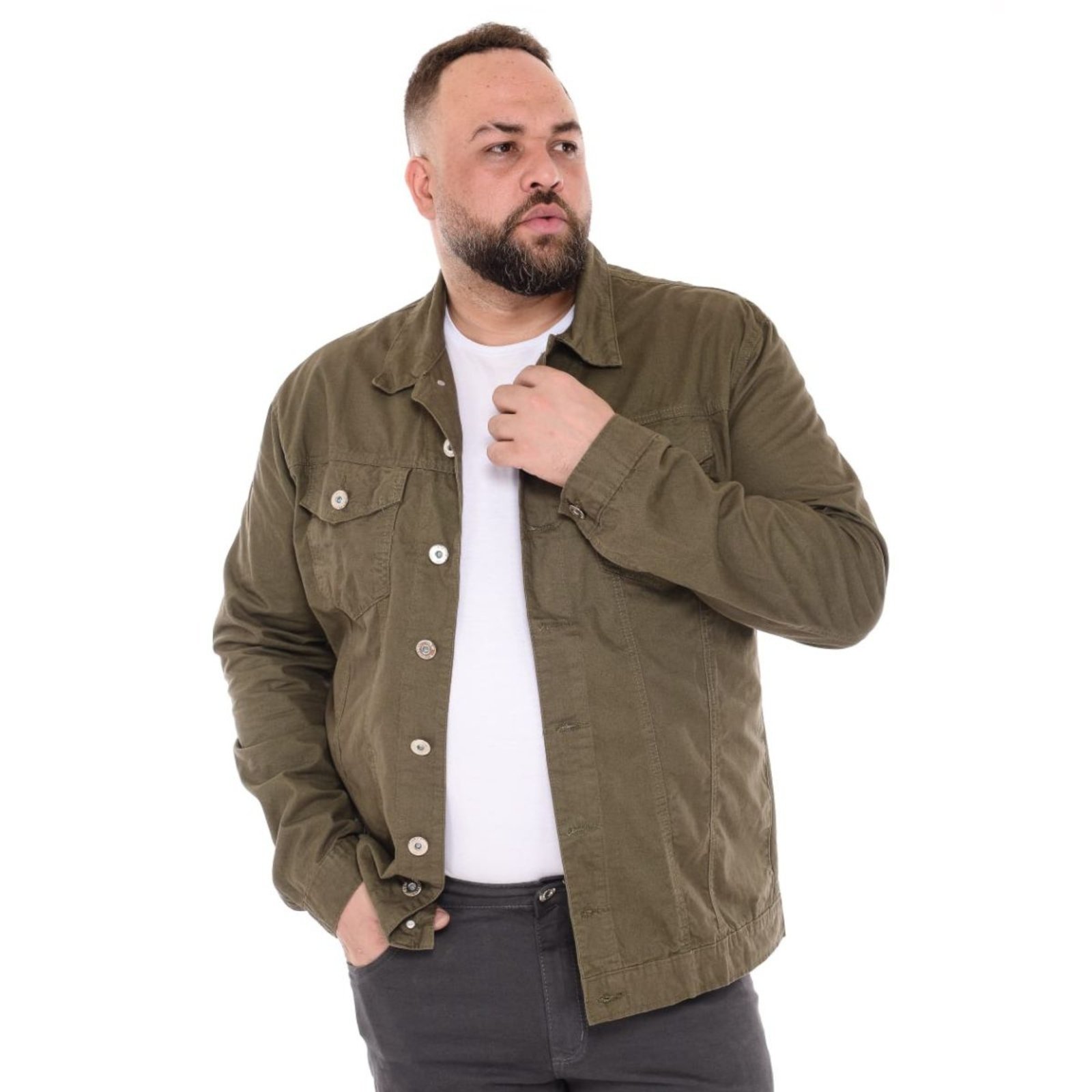 Jaqueta Masculina Jeans Light Plus Size Verde