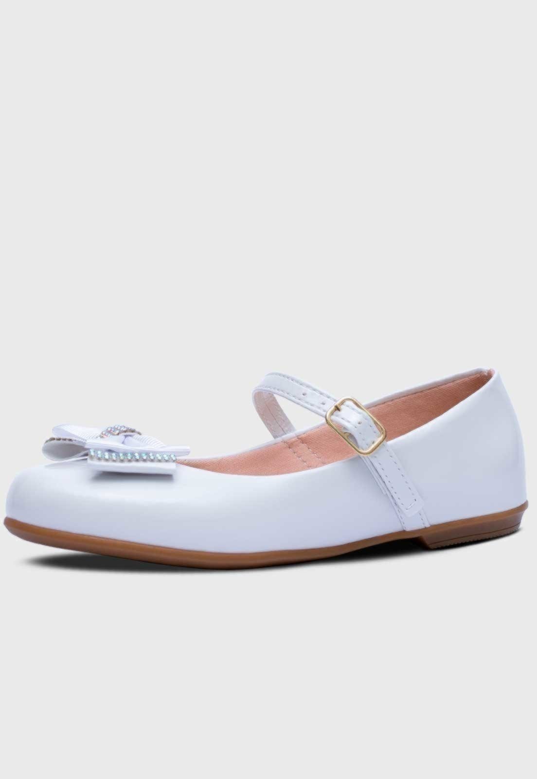 Infantil – Sapatilha Pópidi Menina Laço Gorgurão Branco