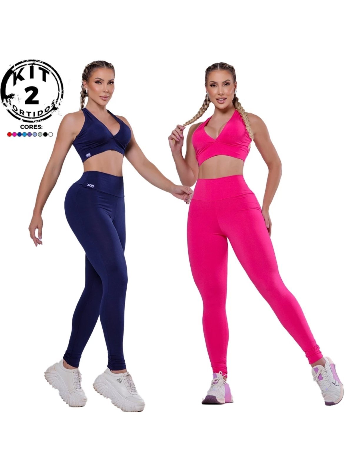 Kit 2 Conjuntos Fitness Feminino AQN SPORT Basic II Zero Transparência