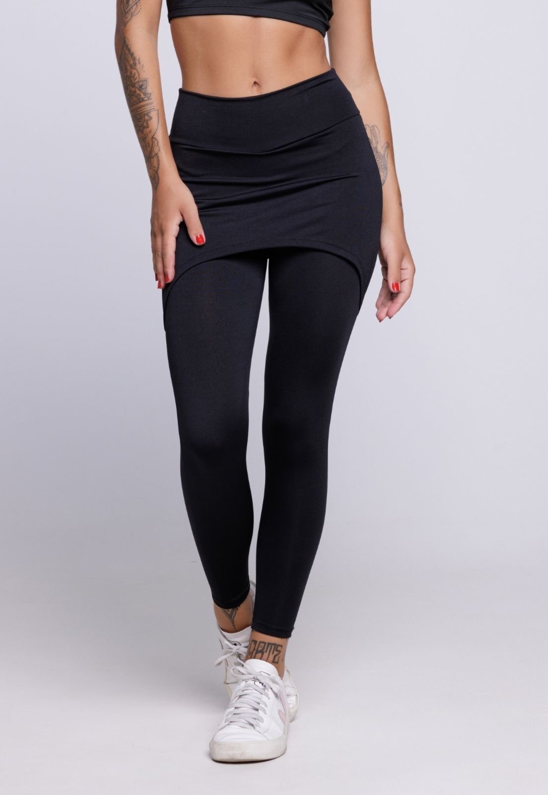 Calça Legging Saia Vekyo Lisa Azul Preto
