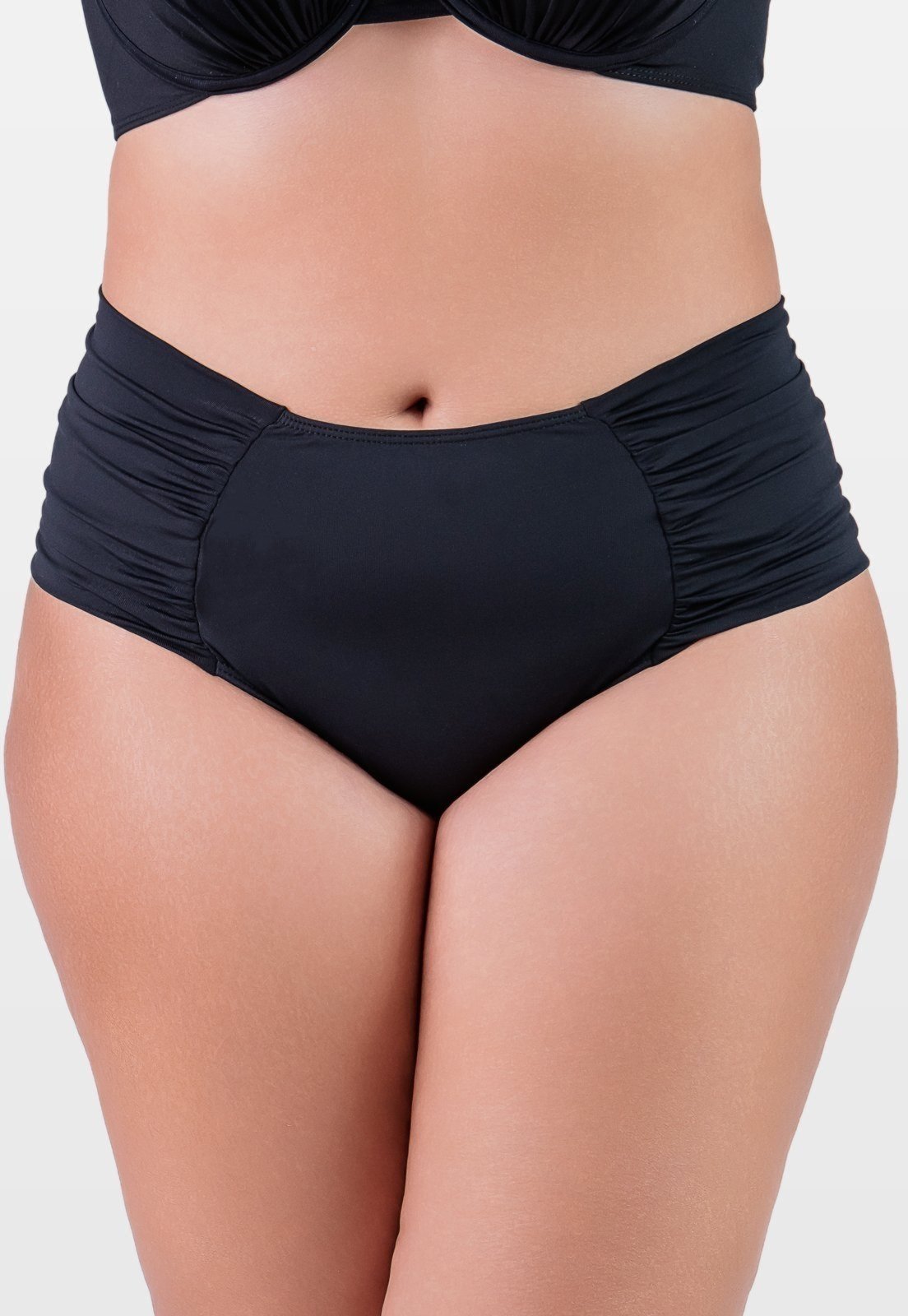 Calcinha Summer Soul Hot Pants Lateral Franzida Plus Size Preta