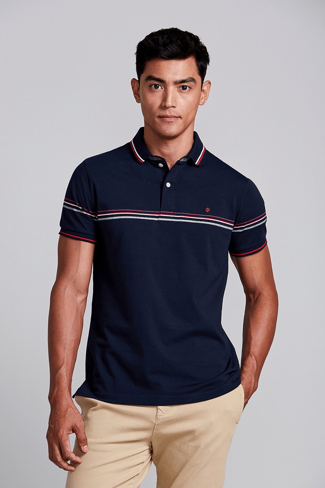 HIGHSTIL Camisa Polo Malha Slim Fit – Azul Marinho