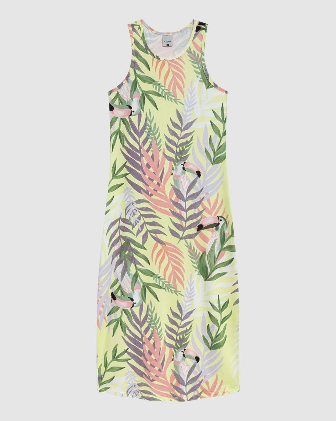 Vestido Midi Feminino Estampado Sem Manga Em Viscose Stretch