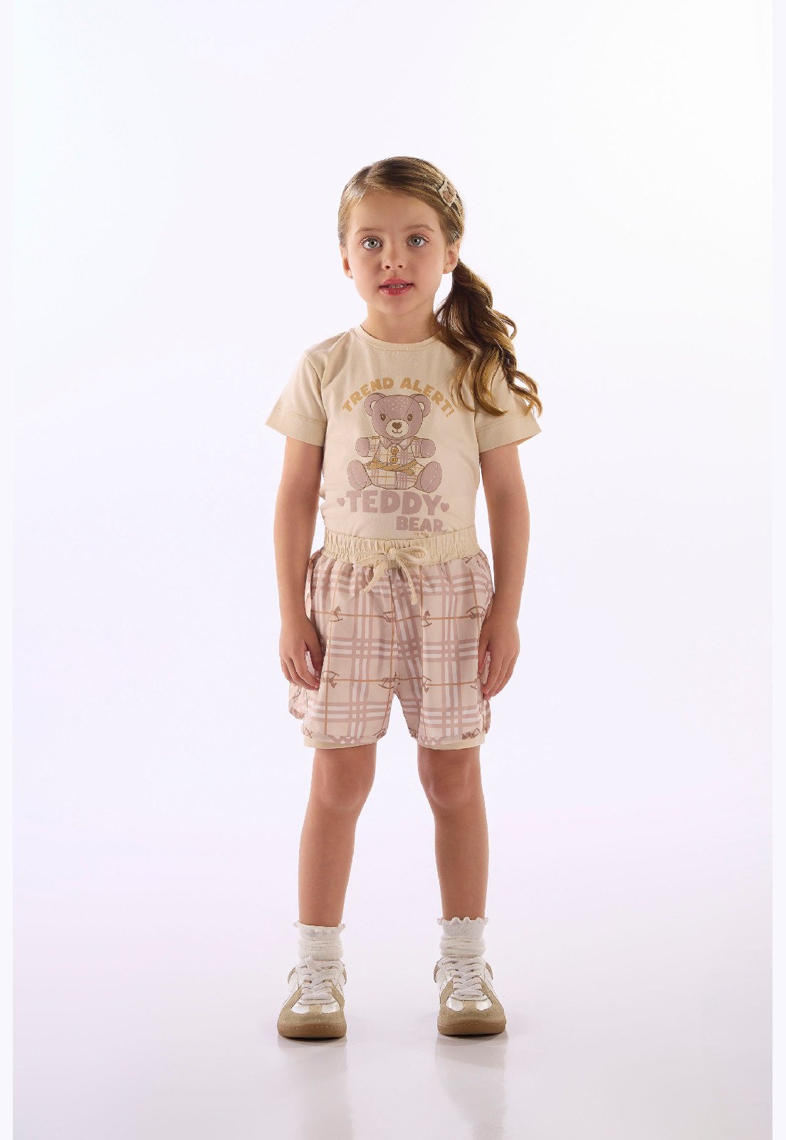Infantil - Conjunto Blusa e Short Corta Vento Up Baby Bege