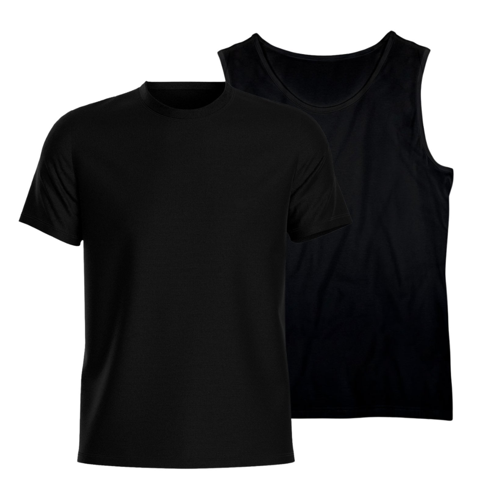 Kit Camiseta Basica Gola Redonda + Camiseta Regata de Algodão Masculina Estilo Casual