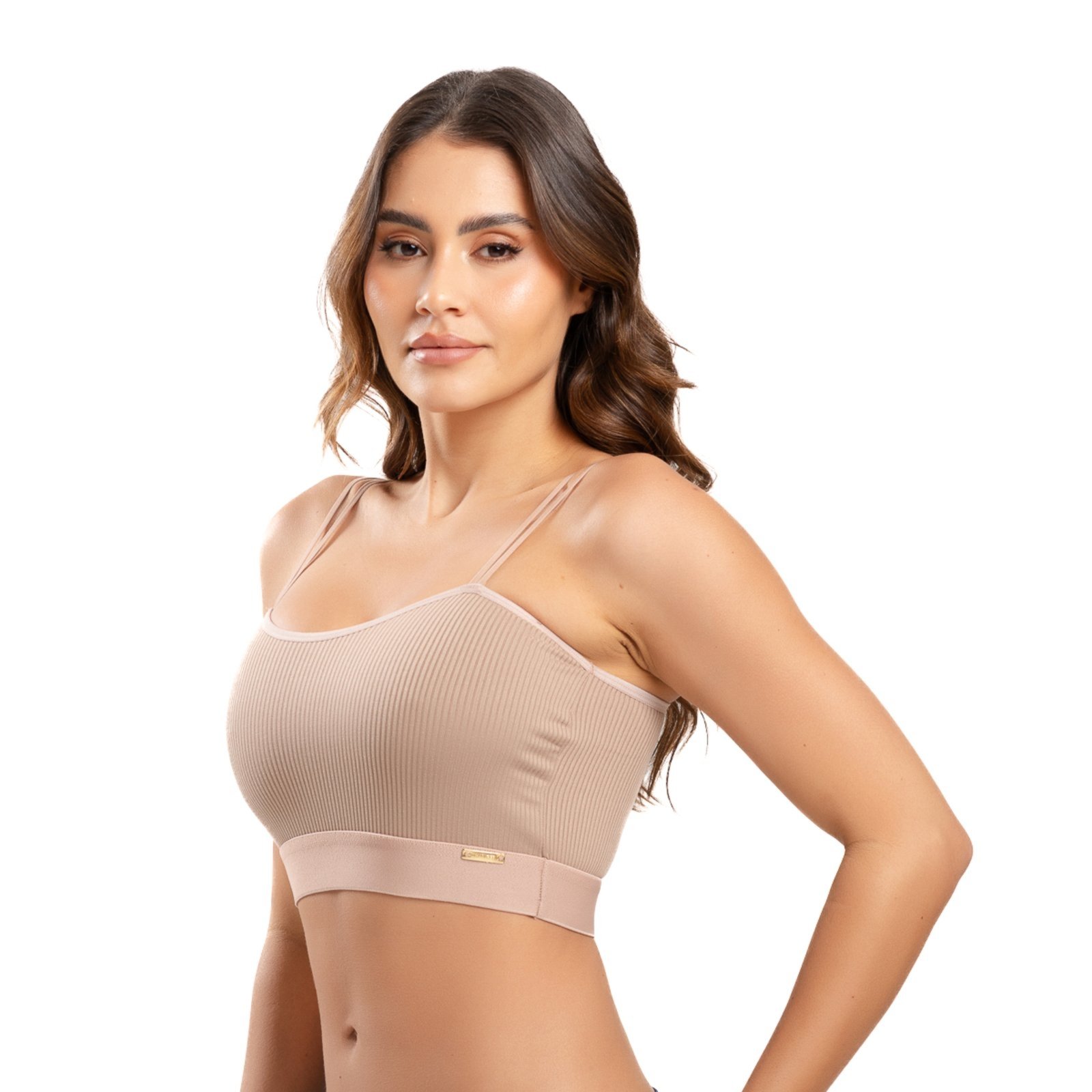 Sutiã IMI Lingerie Cropped Top Algodão Conforto Marina Bege