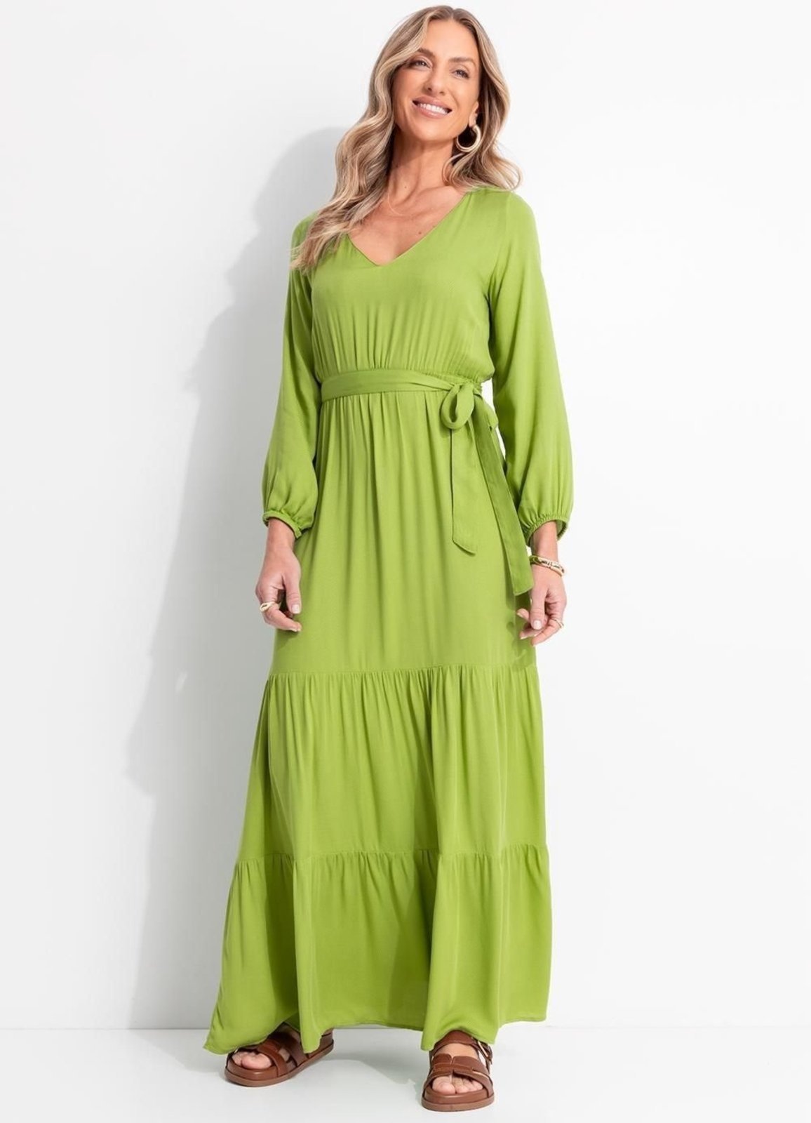 Vestido Em Viscose Plana Quintess Verde