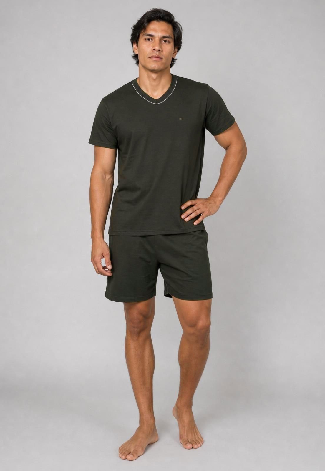 Conjunto de Pijama Masculino Malwee Camiseta e Short Verde