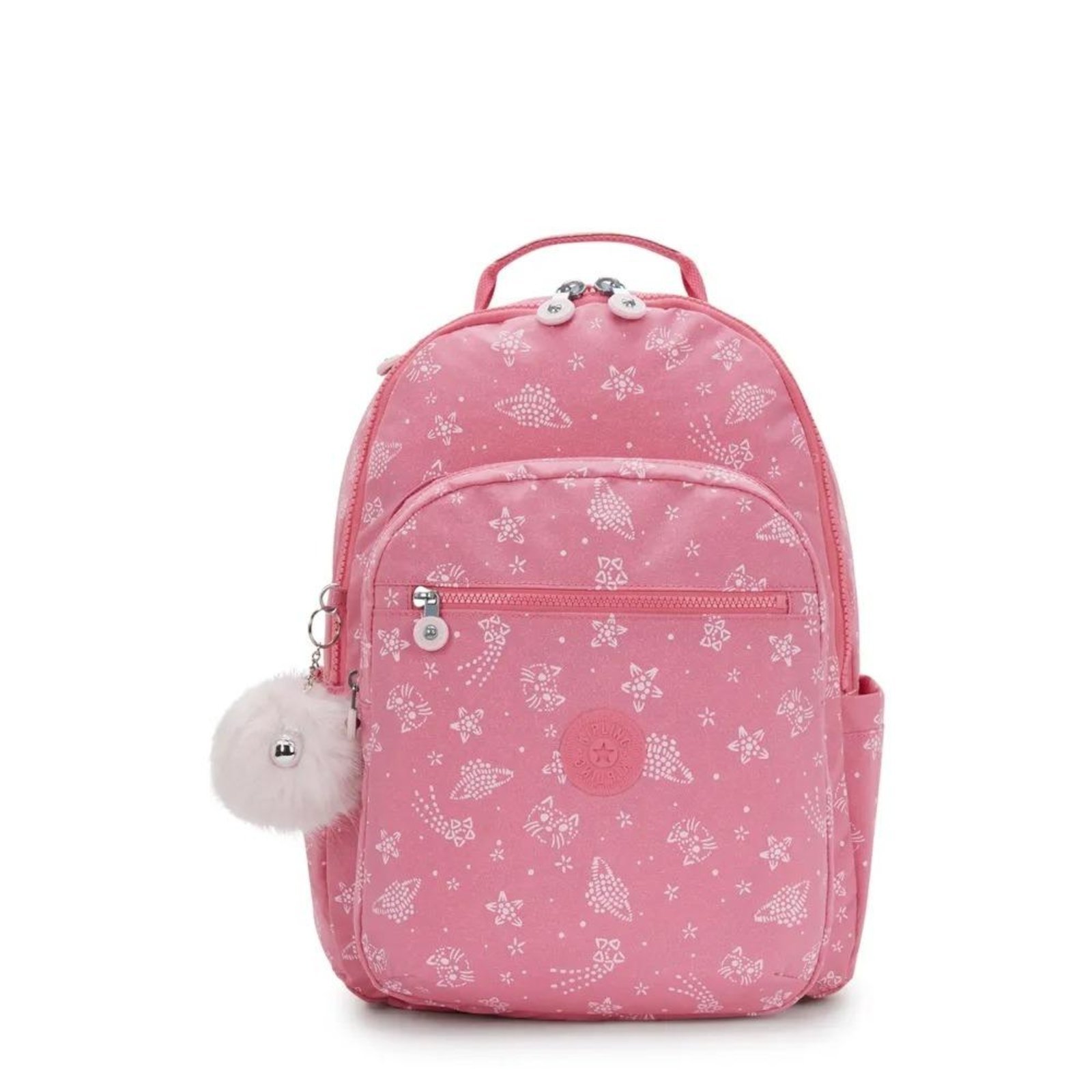 Vista 2 Mochila Kipling Seoul Glitter Cats rosa rosa