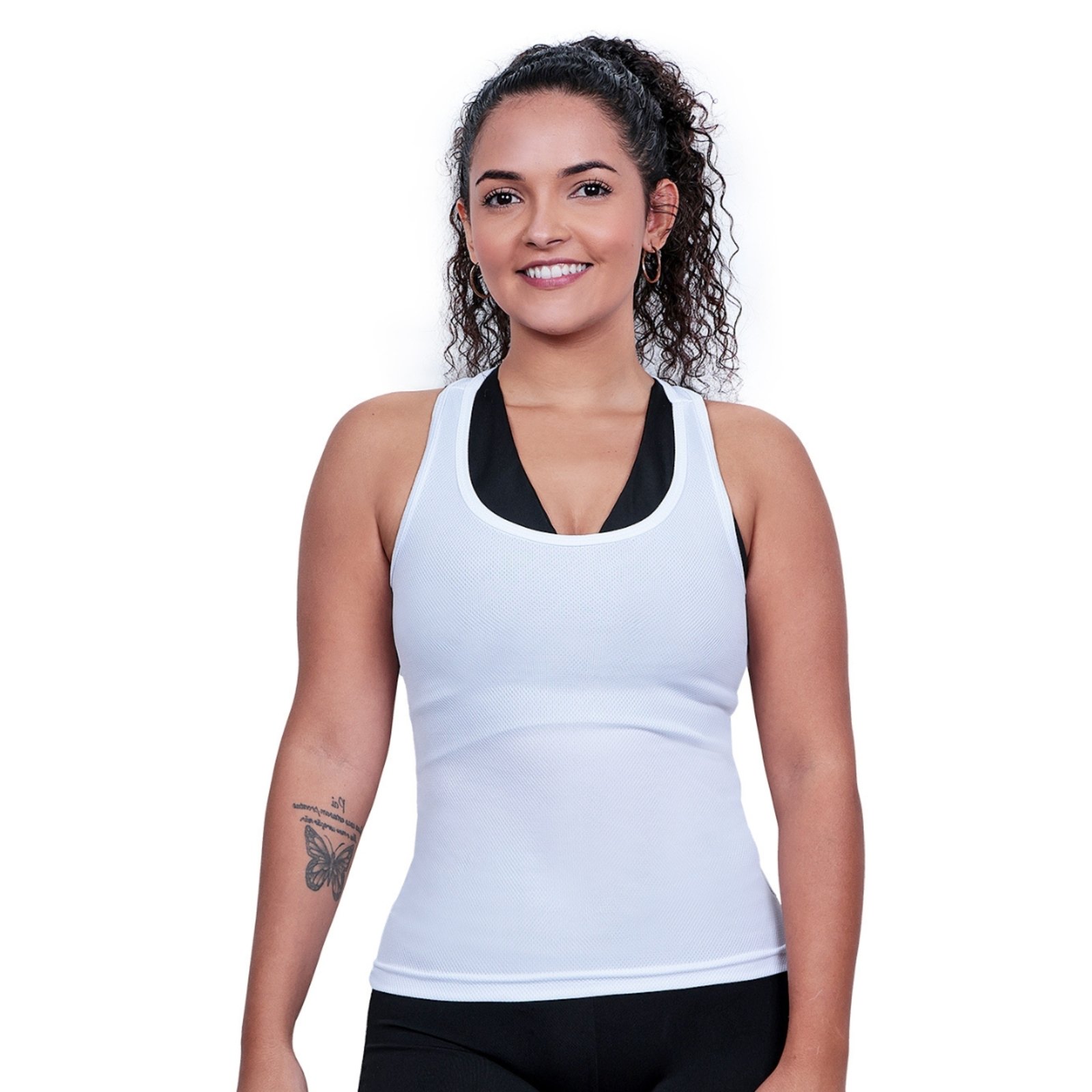 Regata Feminina Academia Techmalhas Lisa Macia e Leve Branco