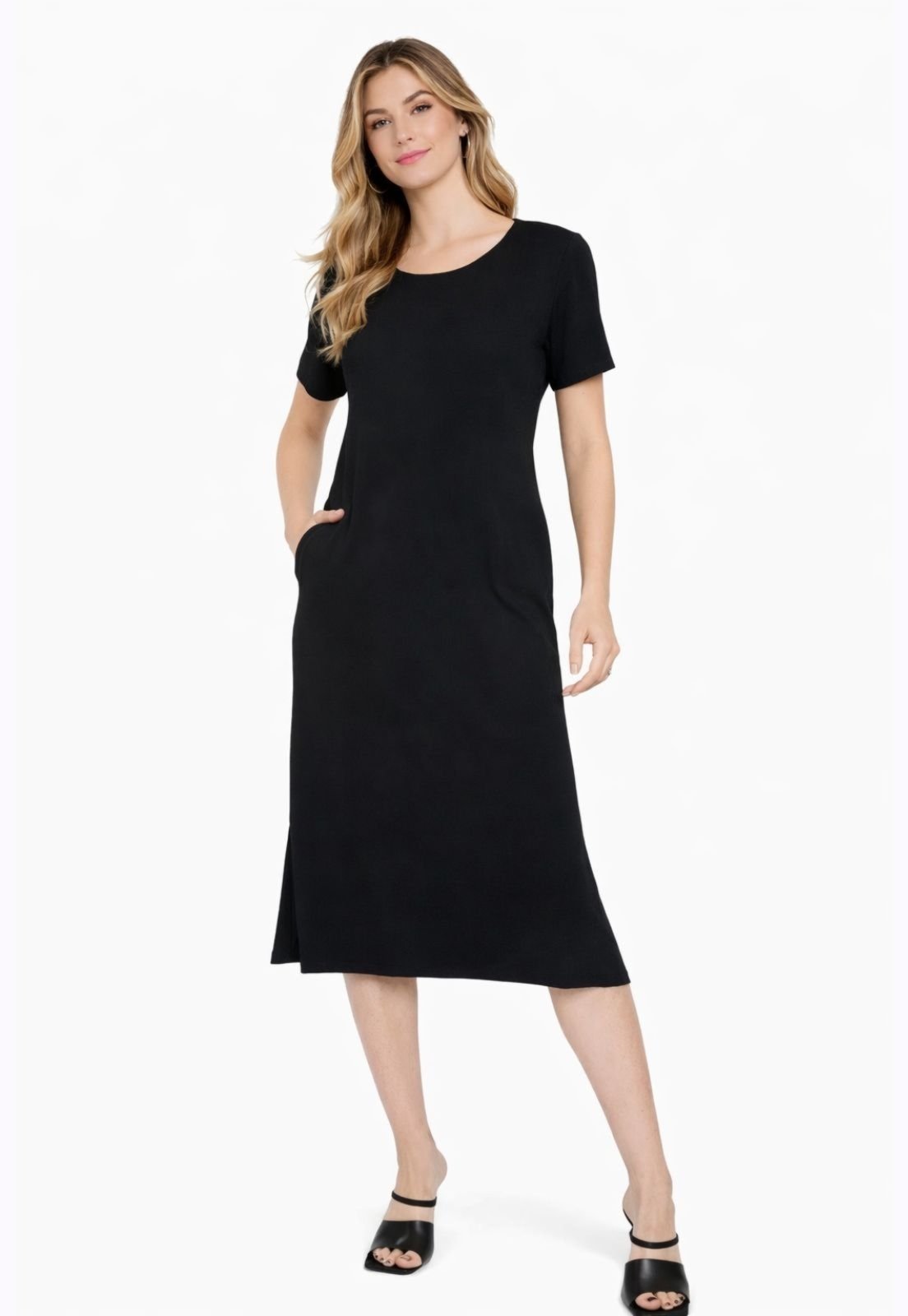 Vestido Maria Paes Midi de Manga Preto