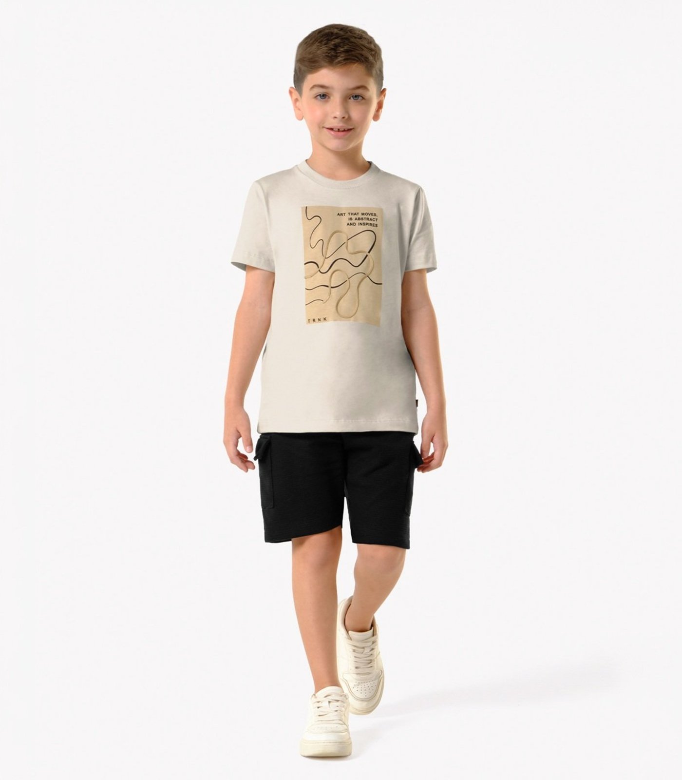 Infantil - Conjunto Camiseta Com Bermuda Trick Nick Bege