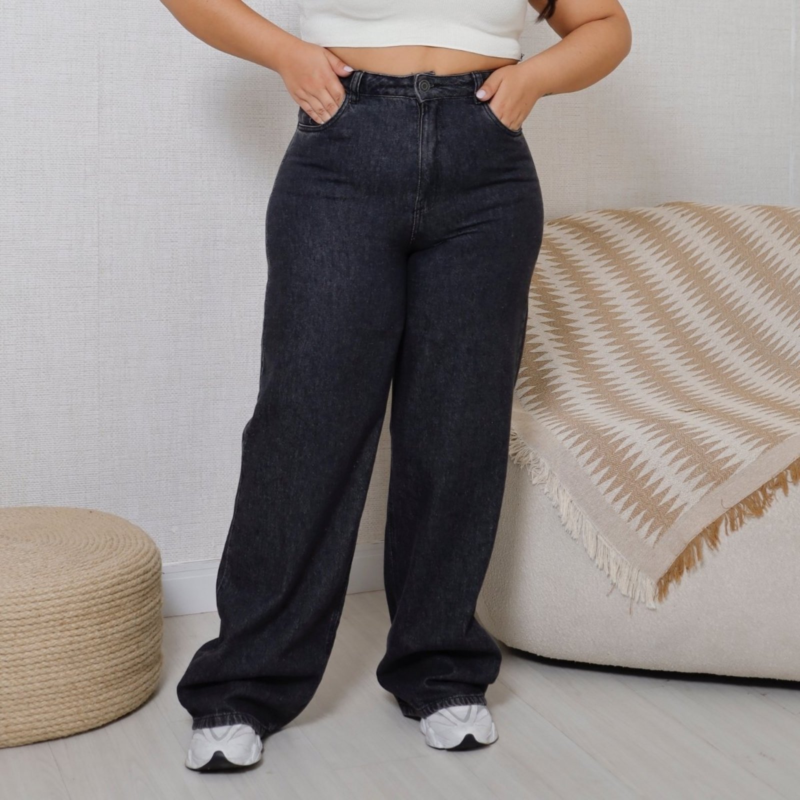 Calça Jeans Wide Leg Curvy Feminino Revanche Sufétula