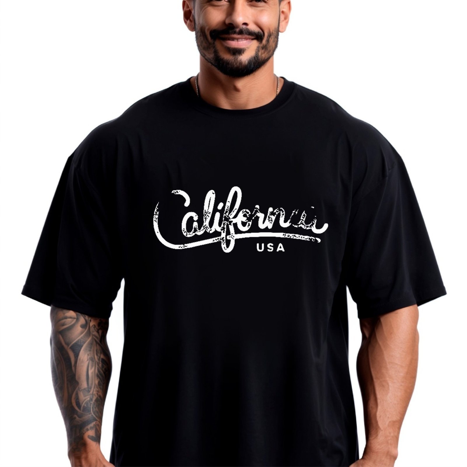 Camiseta Oversized Over Masculina Algodão Academia Preto