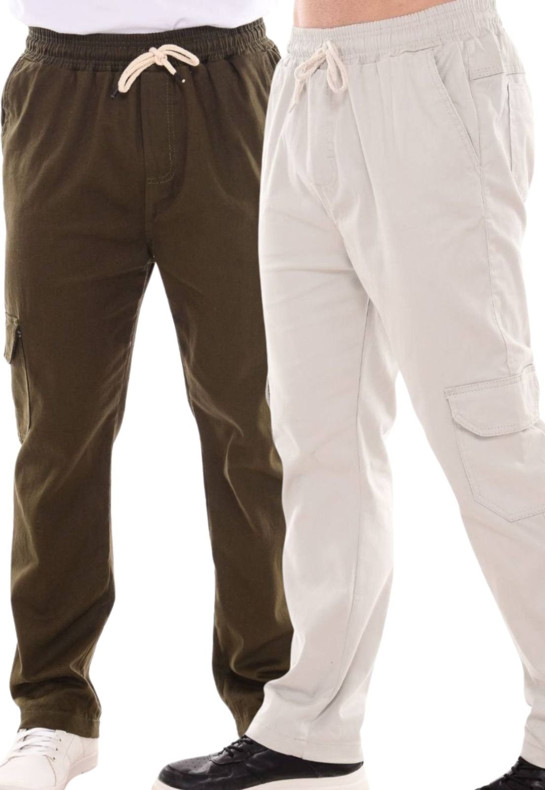 Kit 2 Calças Jogger Mys Jeans com Bolso Cargo Sem Punho Gelo Verde