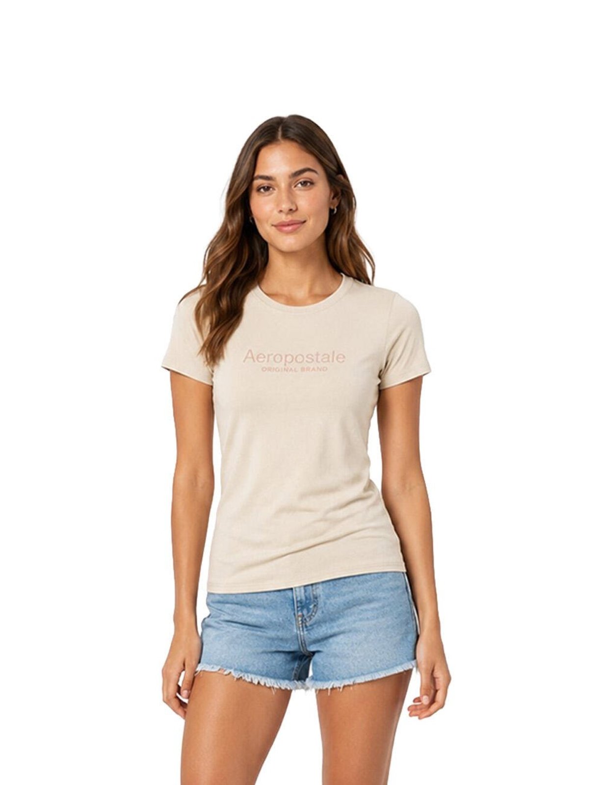 Camiseta Manga Curta Feminina Silkada Aéropostale 98120173 Off-White