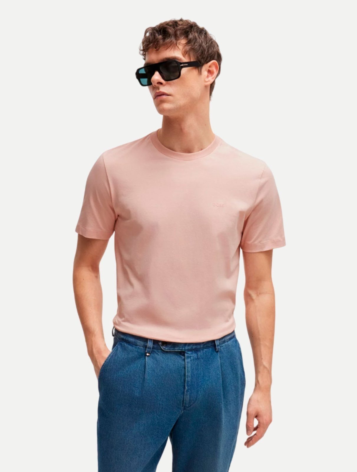 Camiseta Hugo Boss Masculina Regular Thompson 01 Rosa