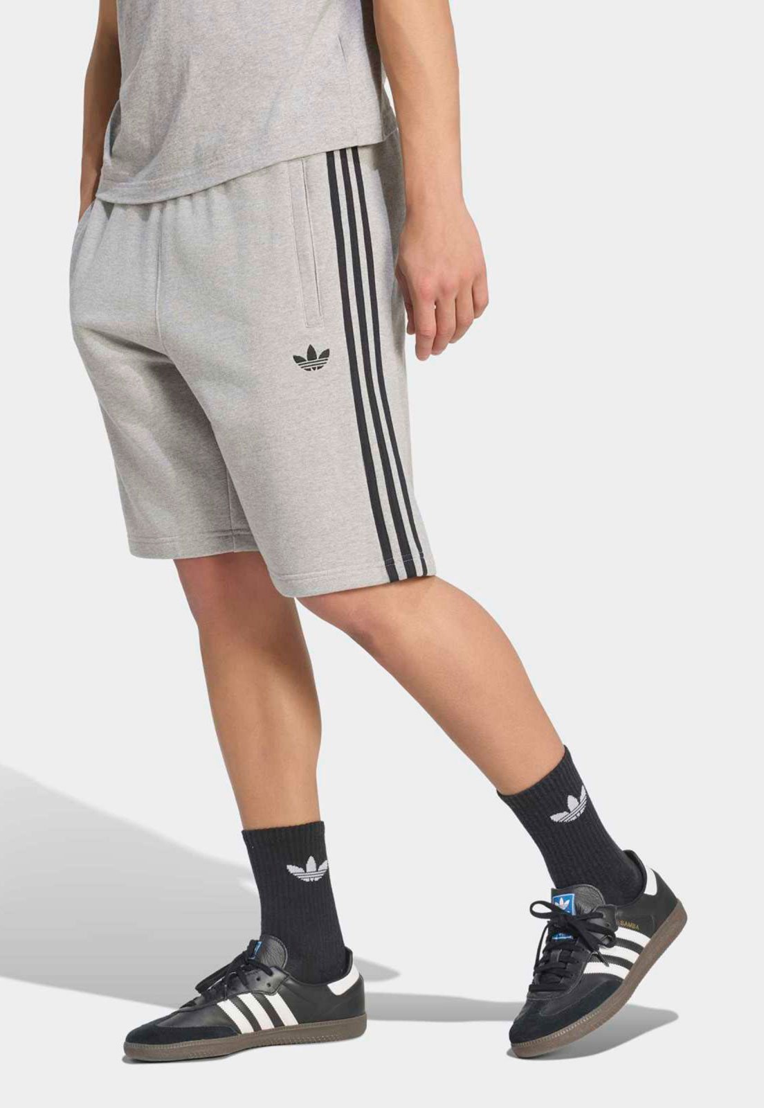 Shorts Masculino adidas Originals 3 Listras Adicolor Cinza