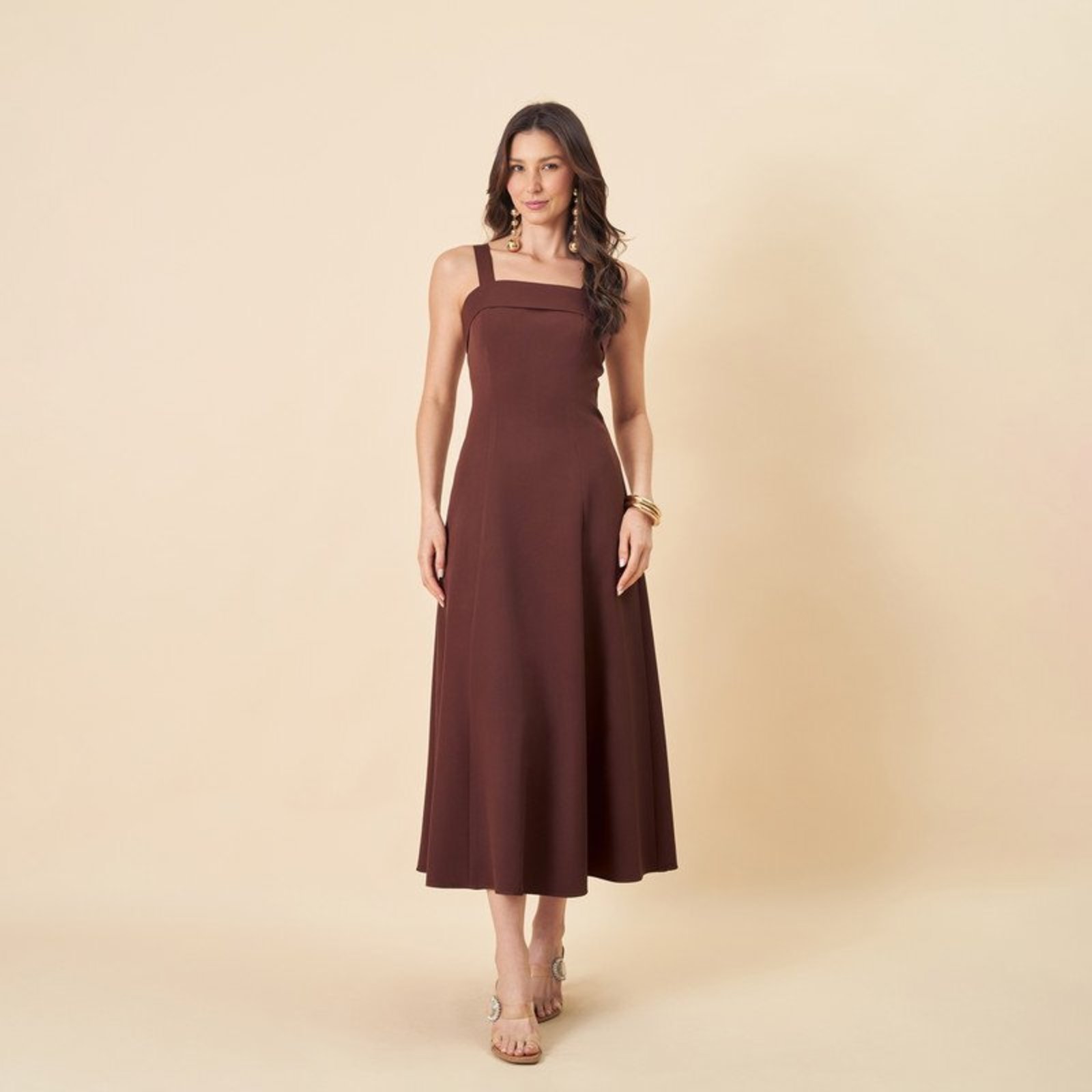 VESTIDO AUSTON KALI MARROM