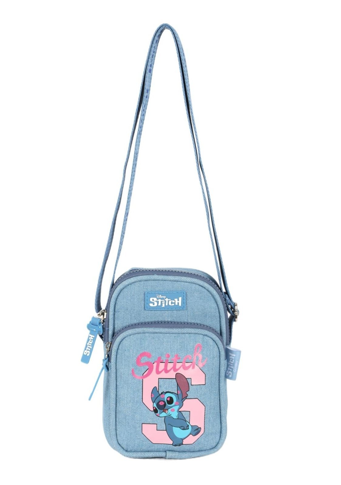 Vista 2 Infantil - Bolsa Shoulder Bag Pequena Jeans Stitch Disney azul azul