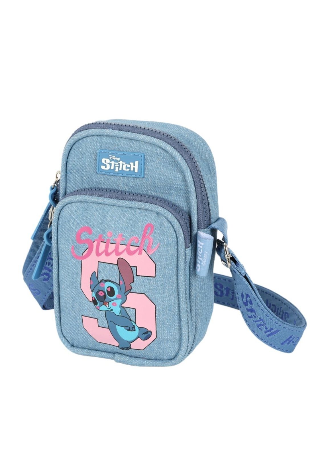 Vista 3 Infantil - Bolsa Shoulder Bag Pequena Jeans Stitch Disney azul azul