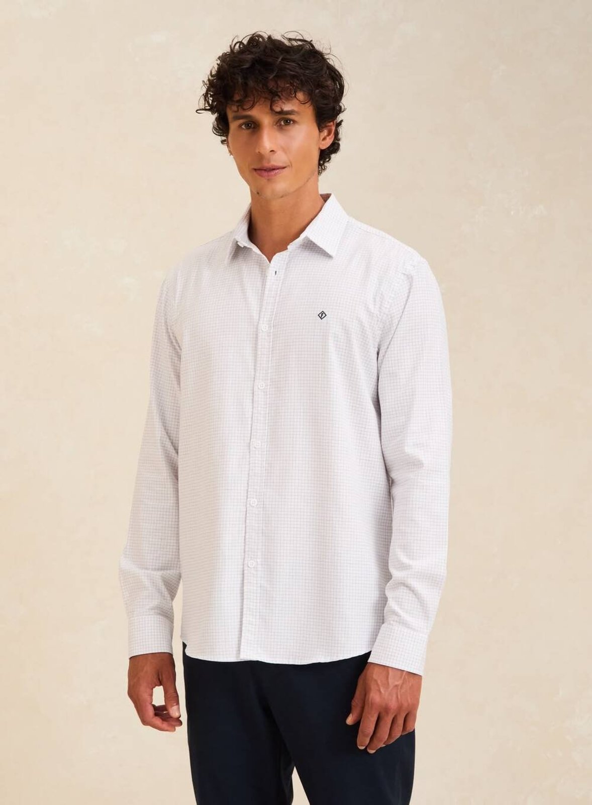Camisa Masculina Xadrez Relax Forum Branco