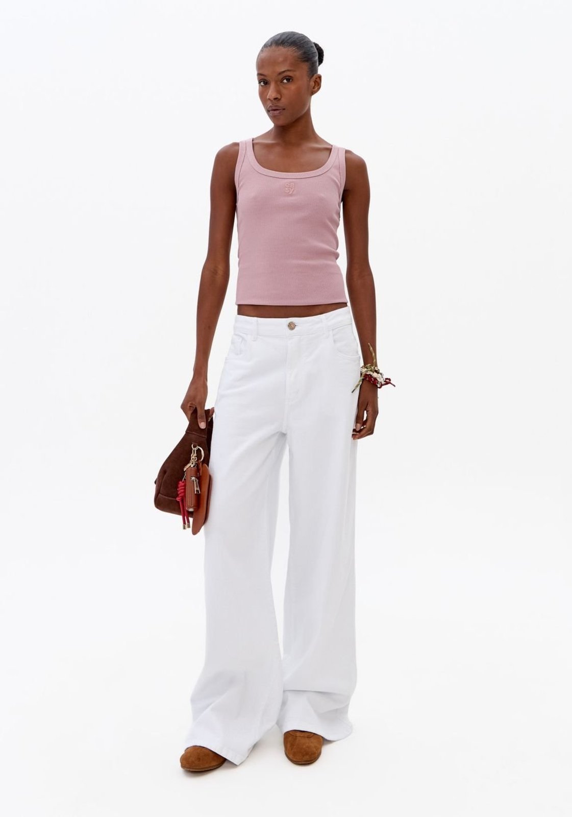 Calça Sarja Wide Leg Cintura Média Sport Easy
