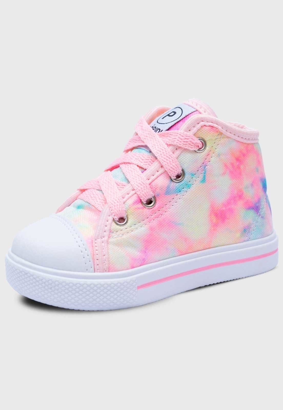 Infantil - Tênis Feminino Pópidi Pop Star Menina Cano Alto Tie Dye