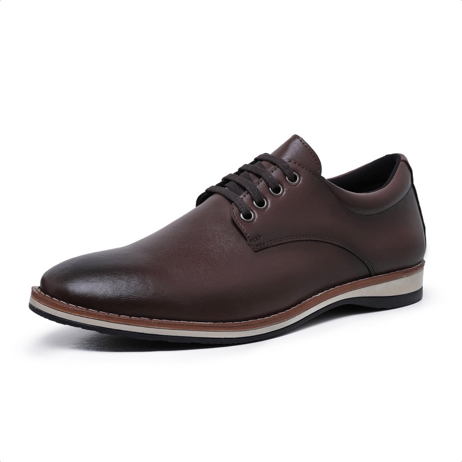 Sapato Social Oxford Masculino com Cadarço Moderno Elegante Café
