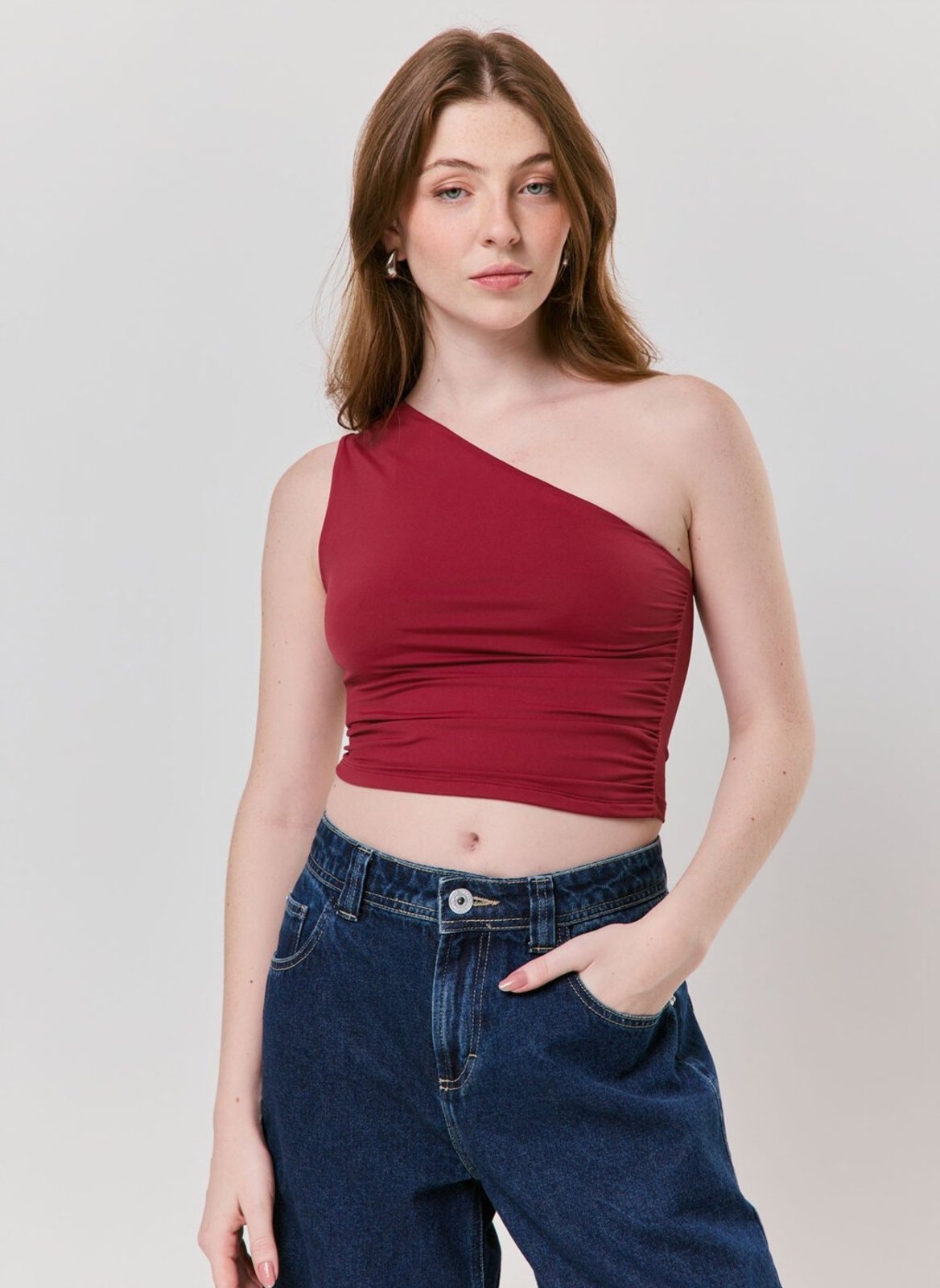 Blusa Ombro Único Em Poliamida