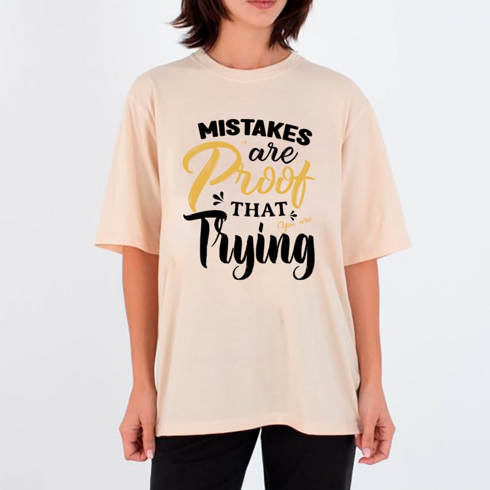 Camiseta Ousy Motivacional De Superação Oversized Unissex Off White
