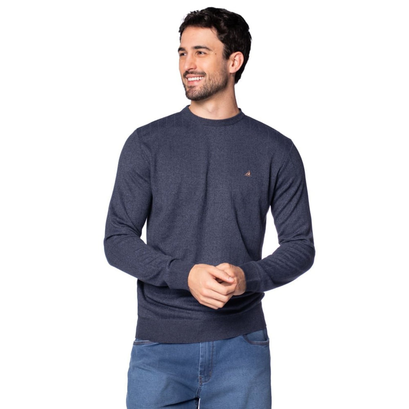 Suéter Masculino John Sailor Elegante Marinho Mescla