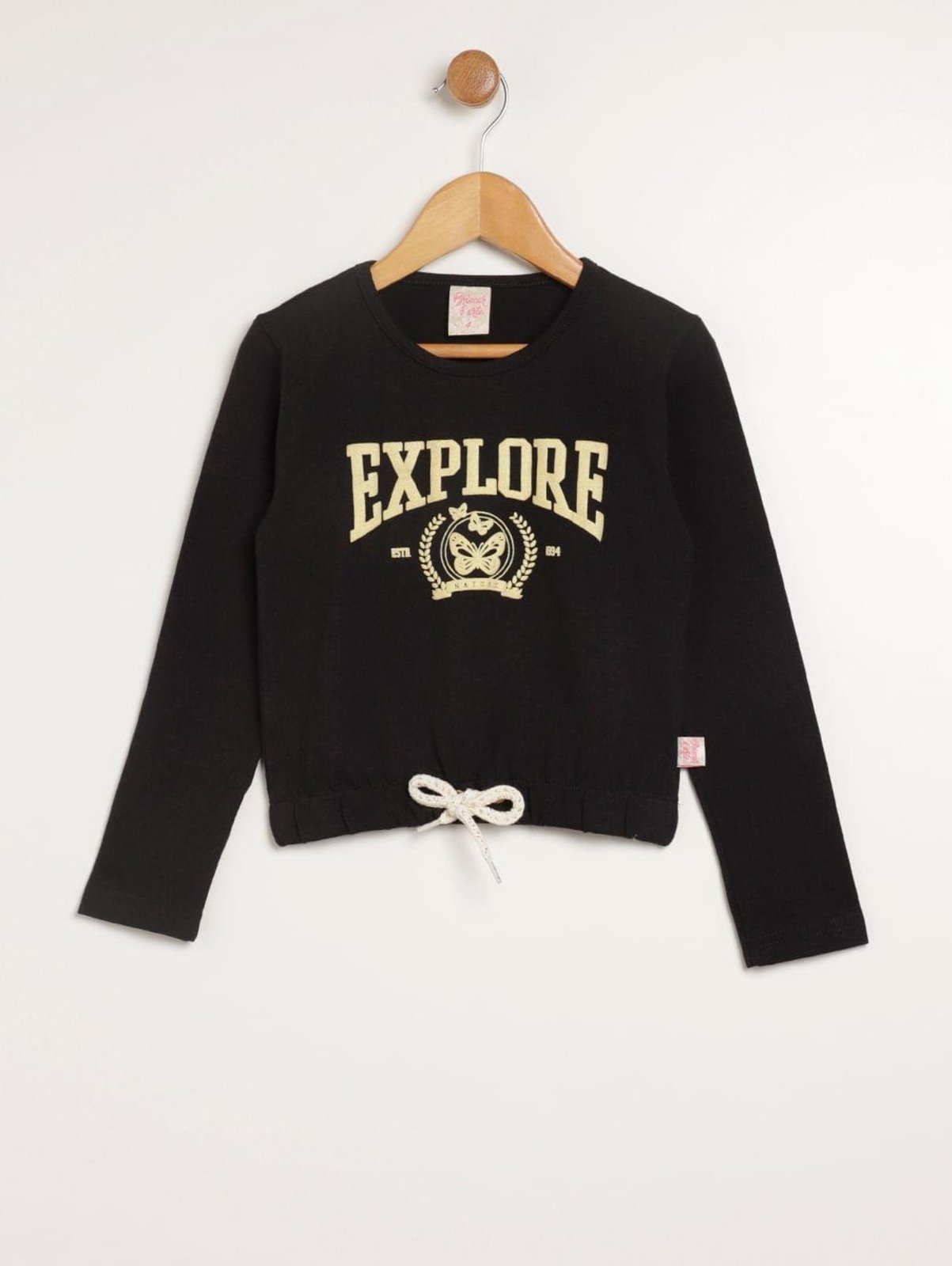 Infantil - Blusa Manga Longa Para Menina - PRETO